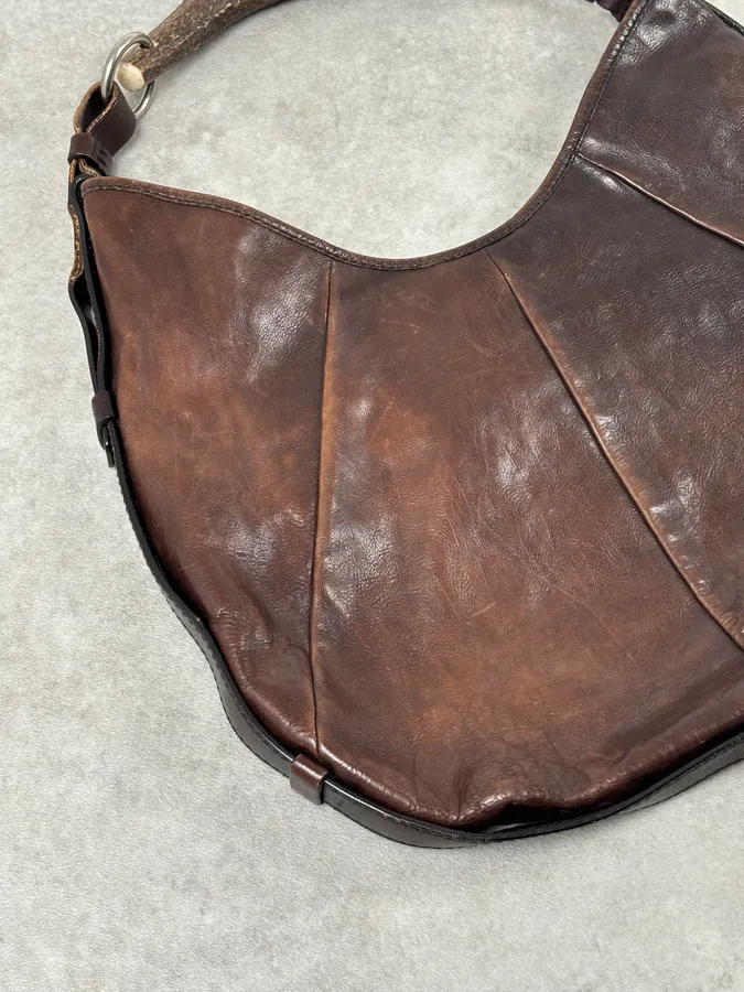 AW2002 Yves Saint Laurent Brown Leather Mombasa Shoulder Bag - Image 6