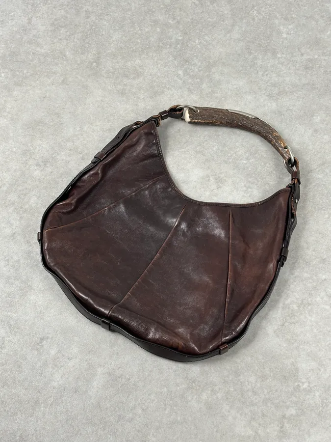 AW2002 Yves Saint Laurent Brown Leather Mombasa Shoulder Bag - Image 9