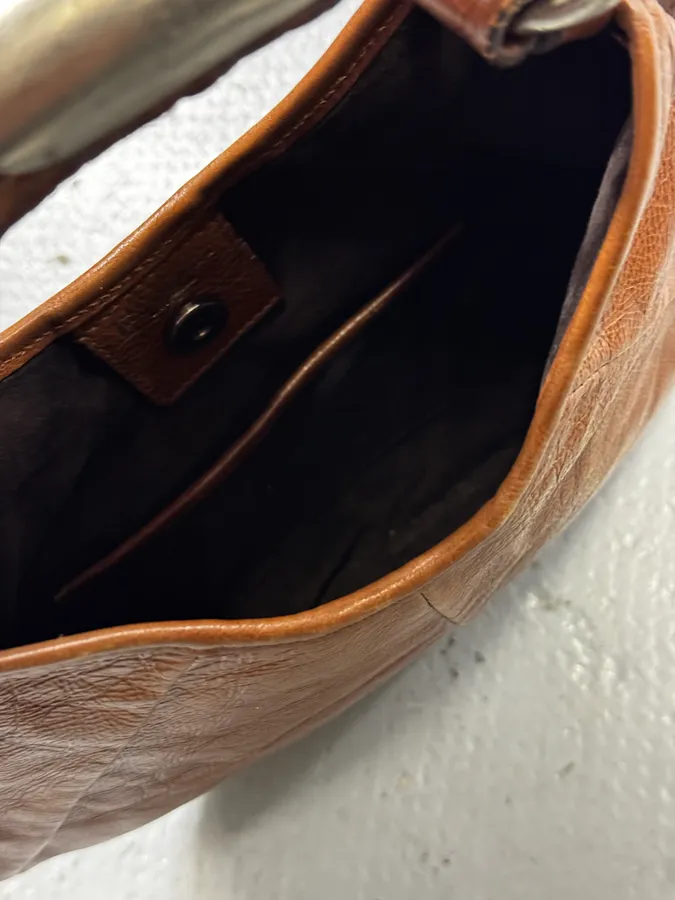 AW2002 Yves Saint Laurent Brown Mini Mombasa Leather Handle Bag - Image 12