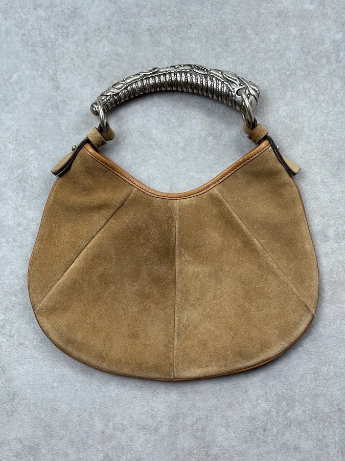 AW2002 Yves Saint Laurent Camel Suede Mombasa Shoulder Bag - Image 4