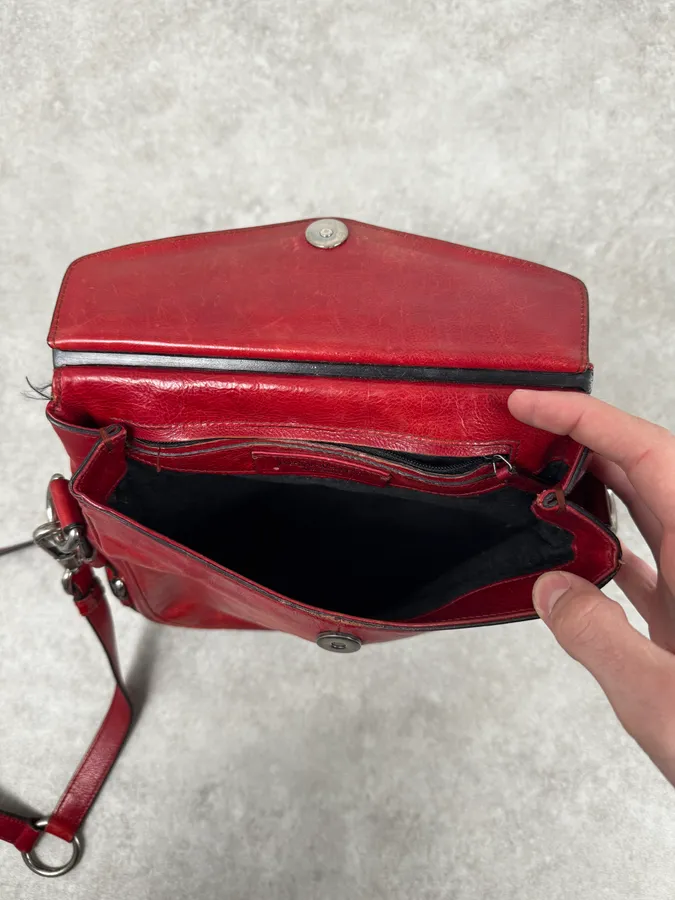 AW2002 Yves Saint Laurent Red Leather Shoulder Bag - Image 11