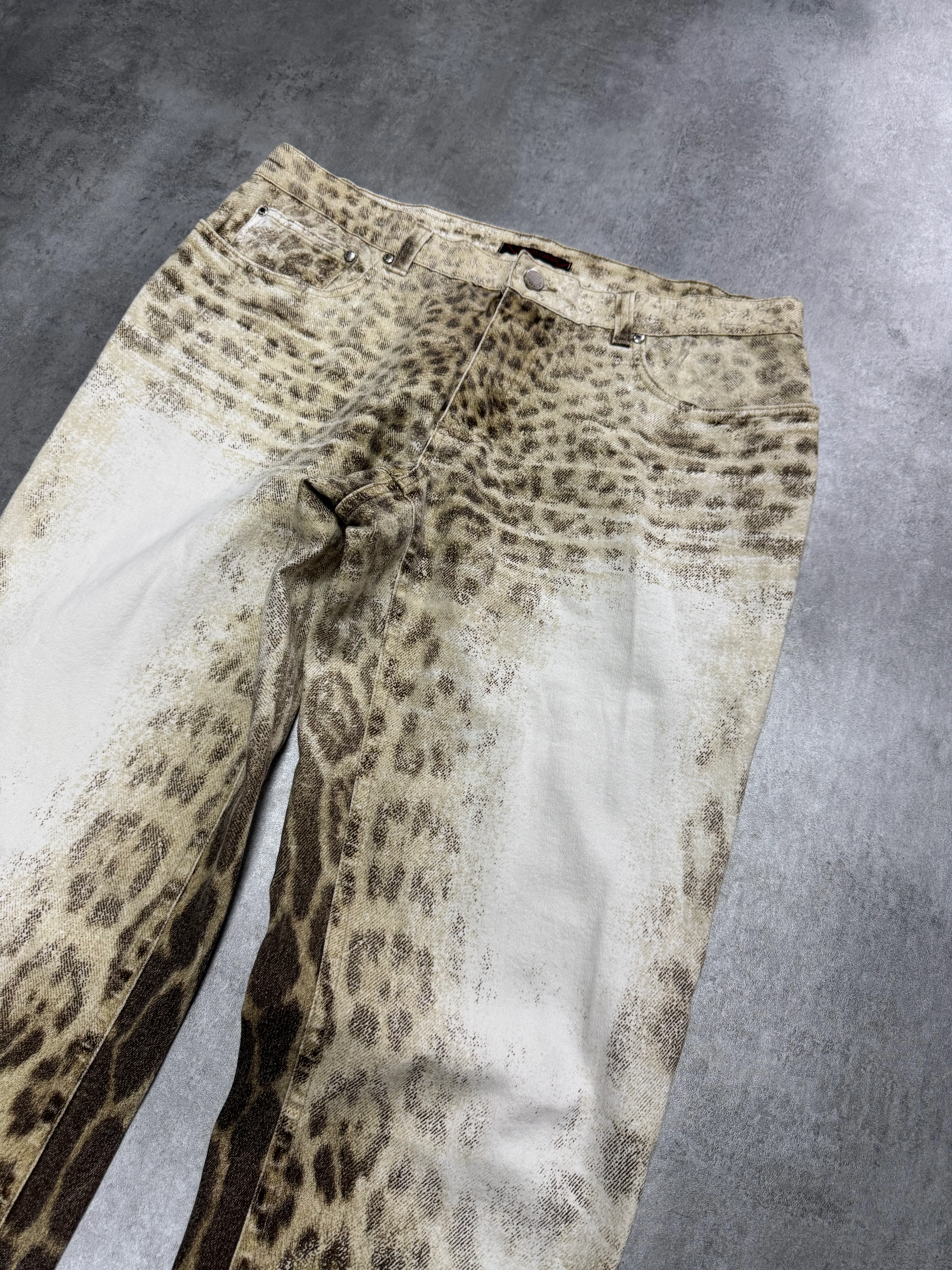 AW2002/03 Roberto Cavalli Jaguar White Faded Pants - Image 2