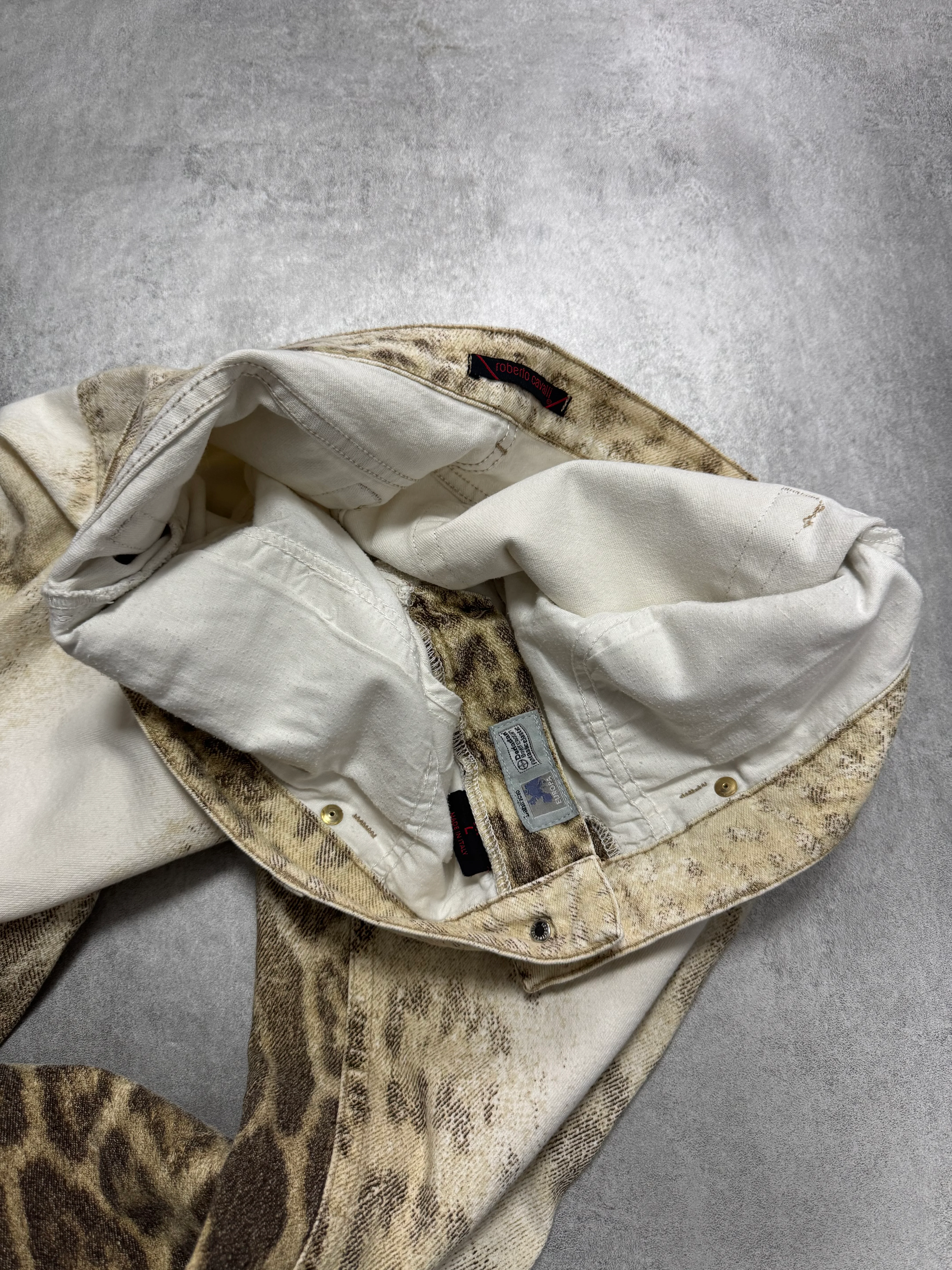 AW2002/03 Roberto Cavalli Jaguar White Faded Pants - Image 8