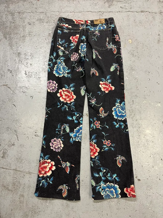 AW2003 Cavalli Asian World Flowers Grey Denim Jeans - Image 8