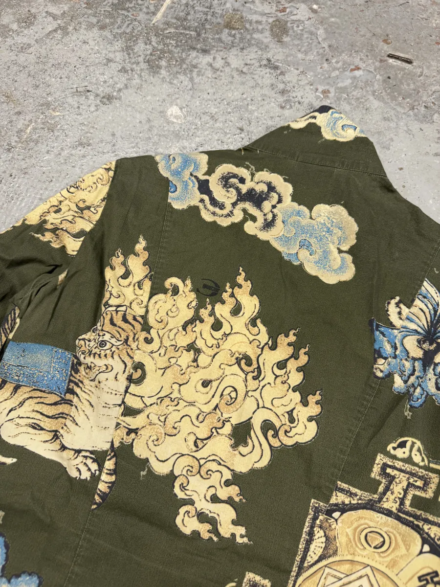 AW2003 Cavalli Asian World Green Contemporary Fire Shirt - Image 9