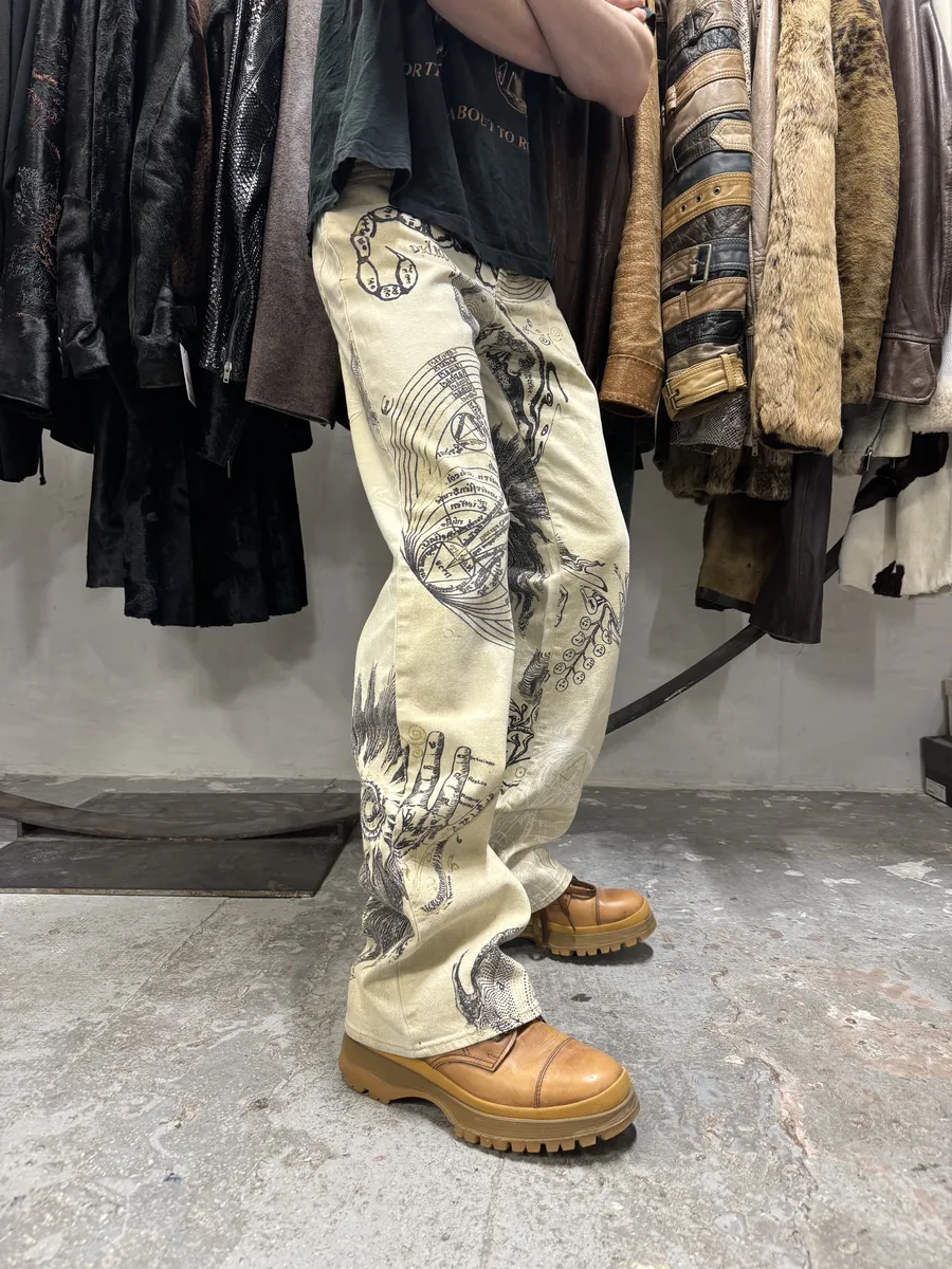 AW2003 Cavalli Astrology Beige Deus Pants - Image 2