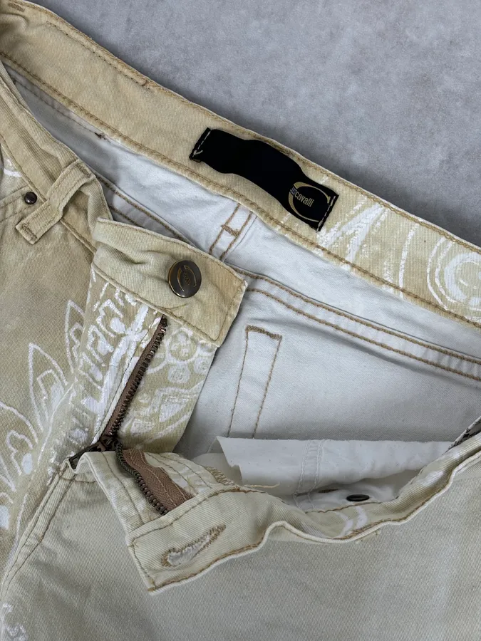 AW2003 Cavalli Beige & White Presley Flare Pants - Image 9