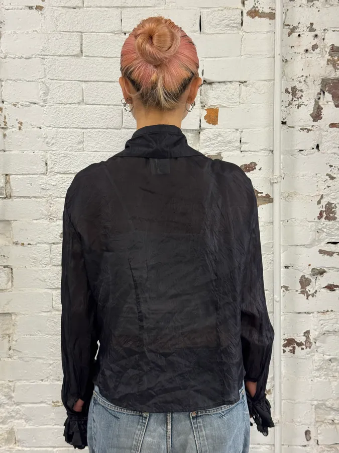 AW2003 Cavalli Black Crinkled Shirt - Image 2