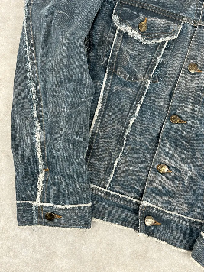 AW2003 Cavalli Blue Eroded Denim Rebel Jacket - Image 8