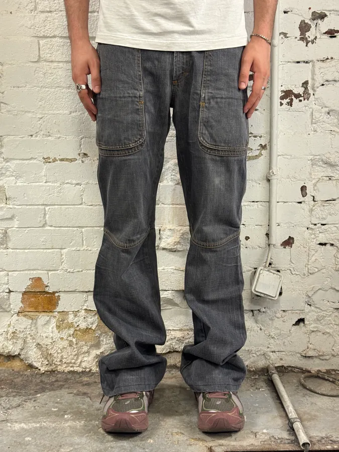 AW2003 Cavalli Cargo Grey Bootcut Denim Jeans