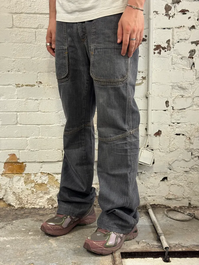 AW2003 Cavalli Cargo Grey Bootcut Denim Jeans - Image 2