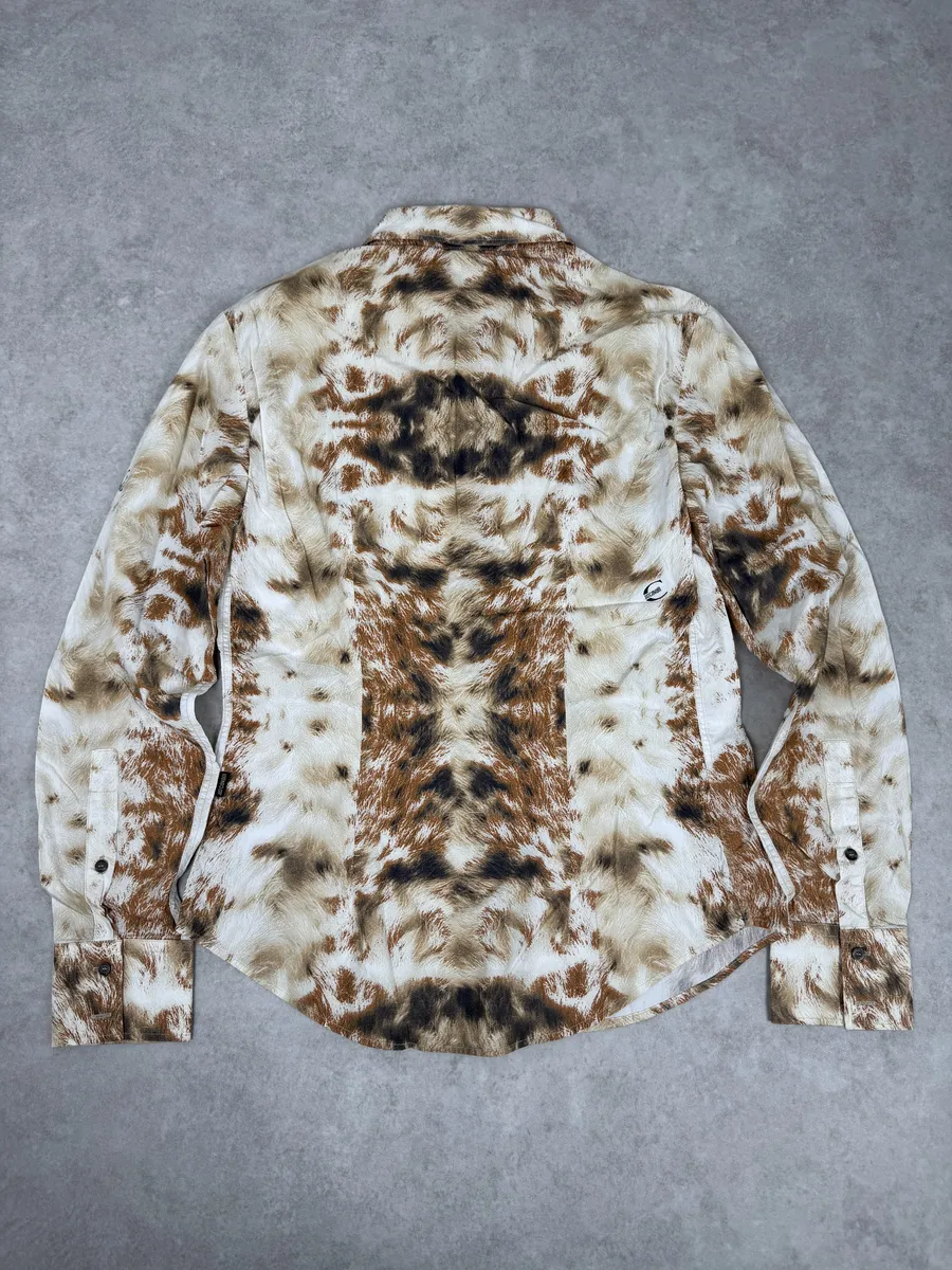 AW2003 Cavalli Cow Print Movement White & Brown Shirt - Image 2