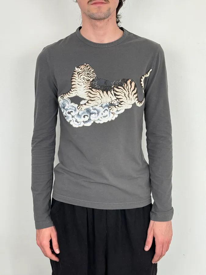 AW2003 Cavalli Grey Tiger Cloud Longsleeve T-Shirt - Image 2