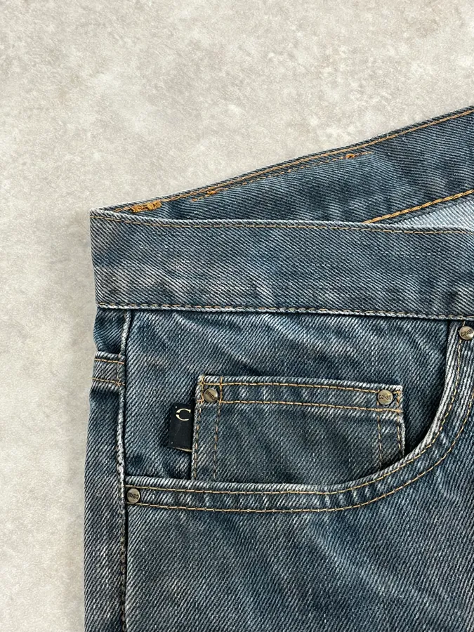 AW2003 Cavalli Navy Blue Faded Denim Cozy Jeans - Image 10