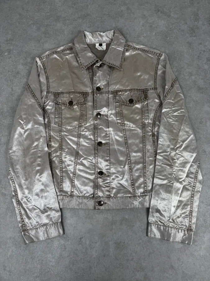 AW2003 Cavalli Shiny Beige Trucker Jacket - Image 3
