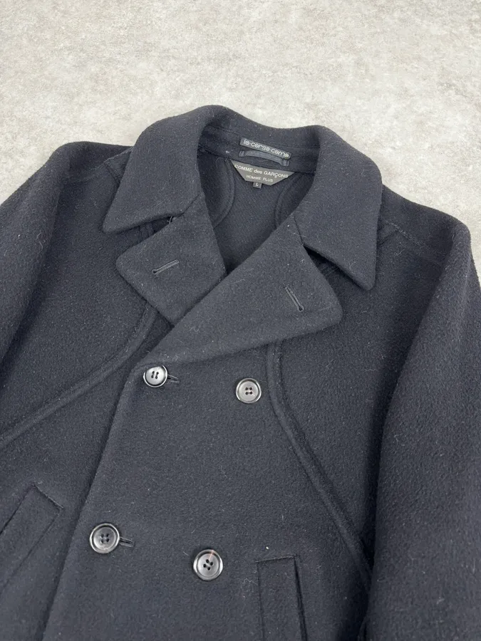 AW2003 Comme des Garçons Homme Plus Black Wool Officer Coat - Image 5