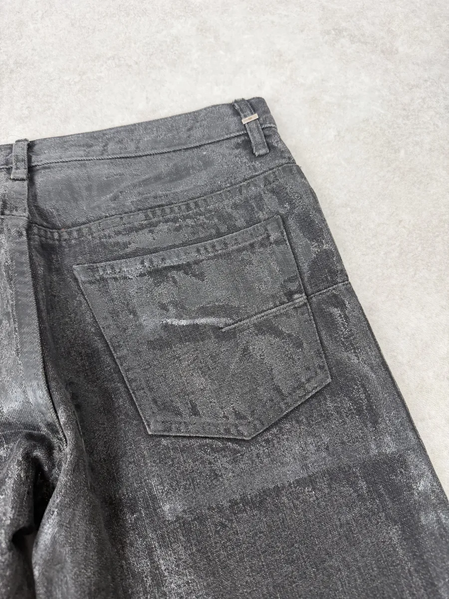 AW2003 Dior Dark Grey Black Waxed Denim Jeans by Hedi Slimane - Image 15