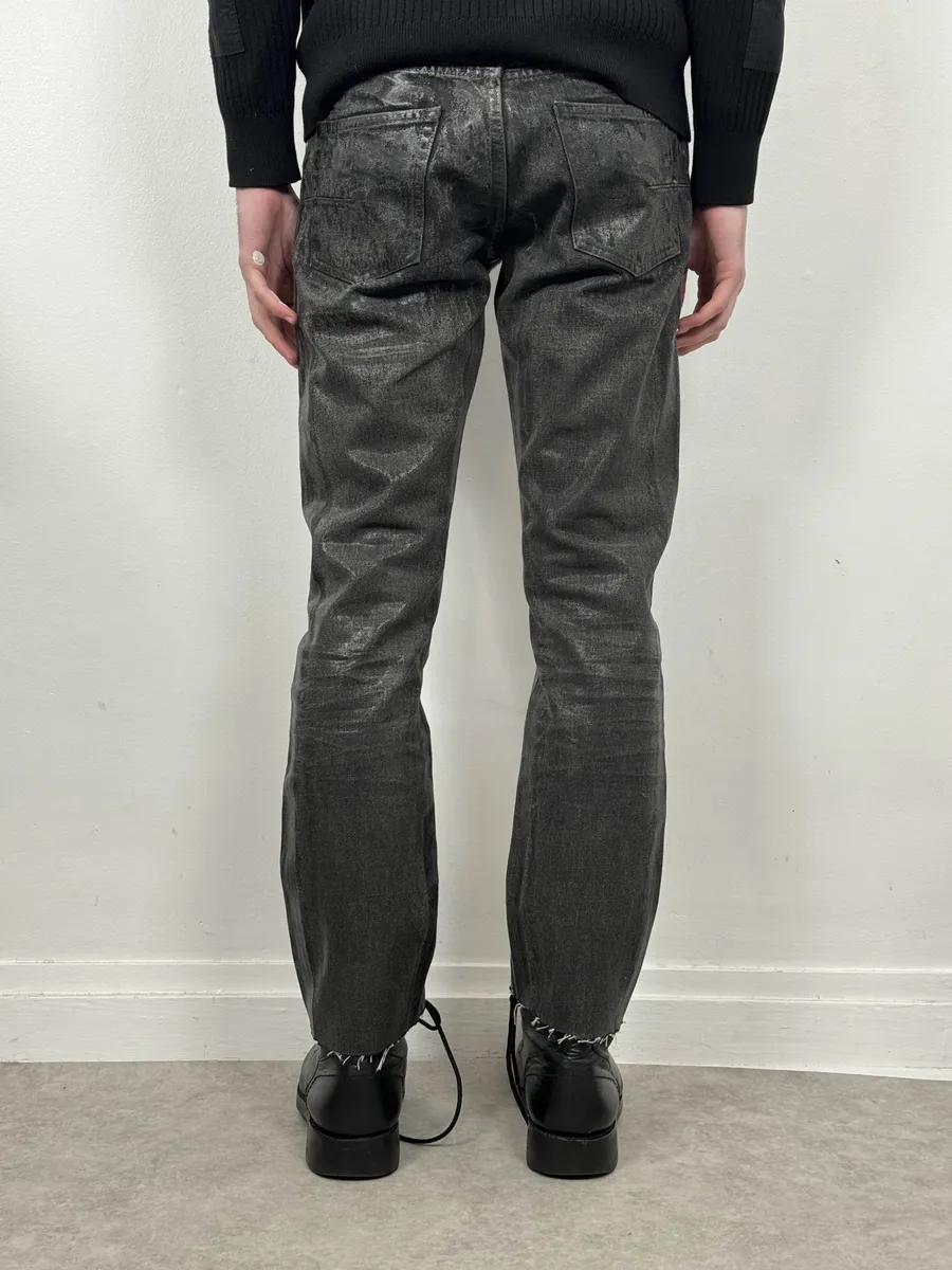 AW2003 Dior Dark Grey Black Waxed Denim Jeans by Hedi Slimane - Image 5