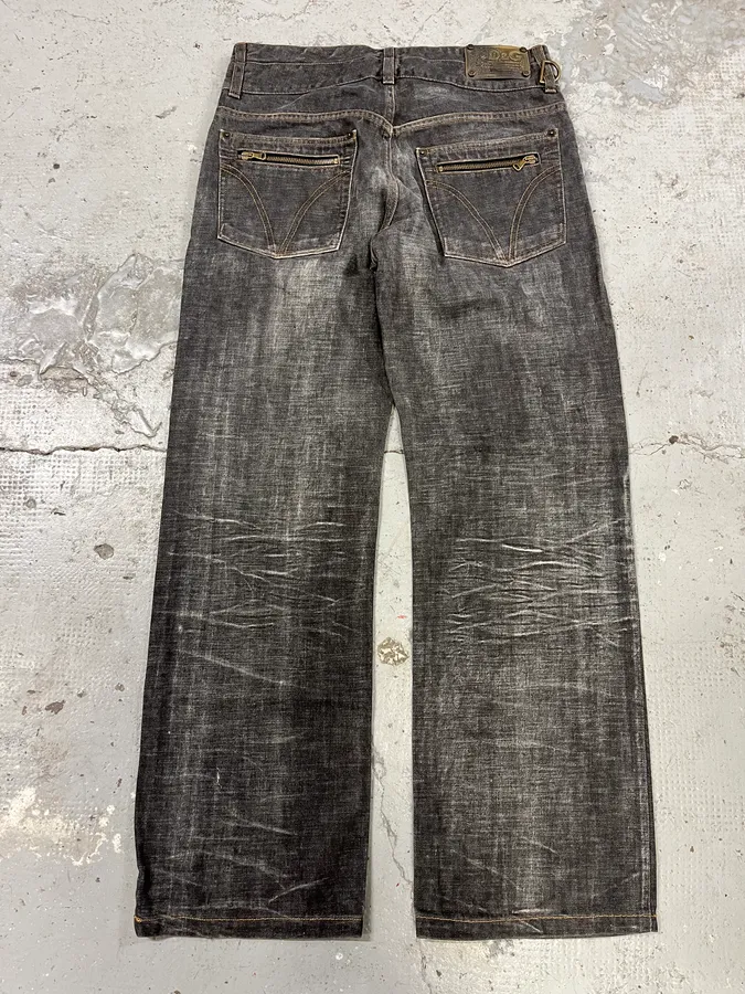 AW2003 Dolce & Gabban Grey Double Waisted Faded Denim Jeans - Image 8