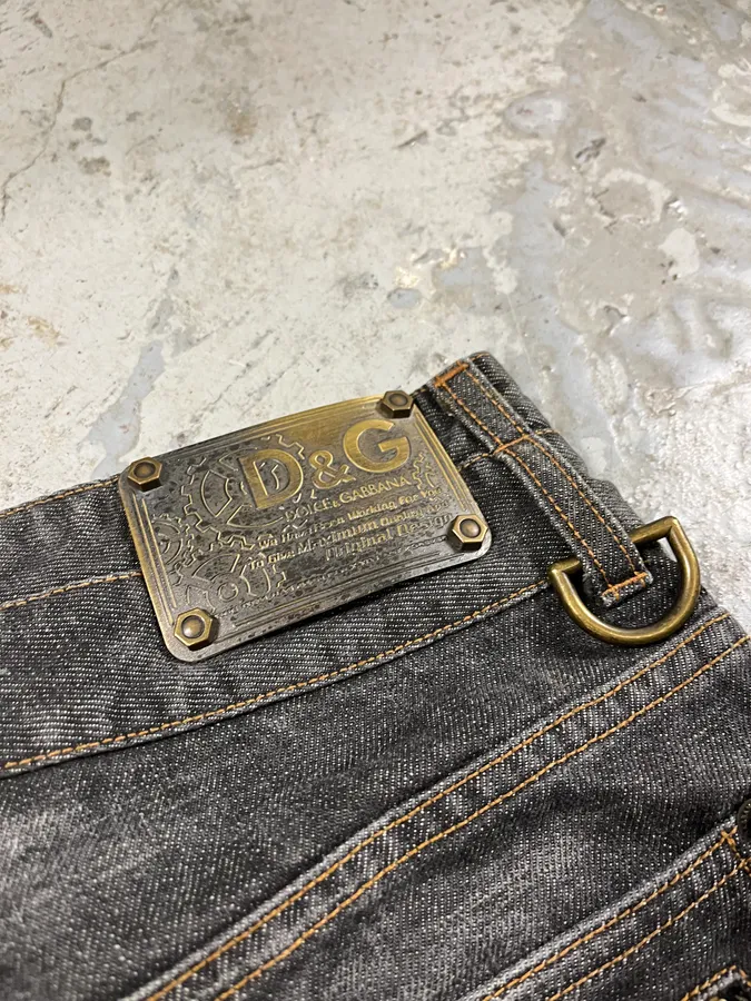 AW2003 Dolce & Gabban Grey Double Waisted Faded Denim Jeans - Image 9