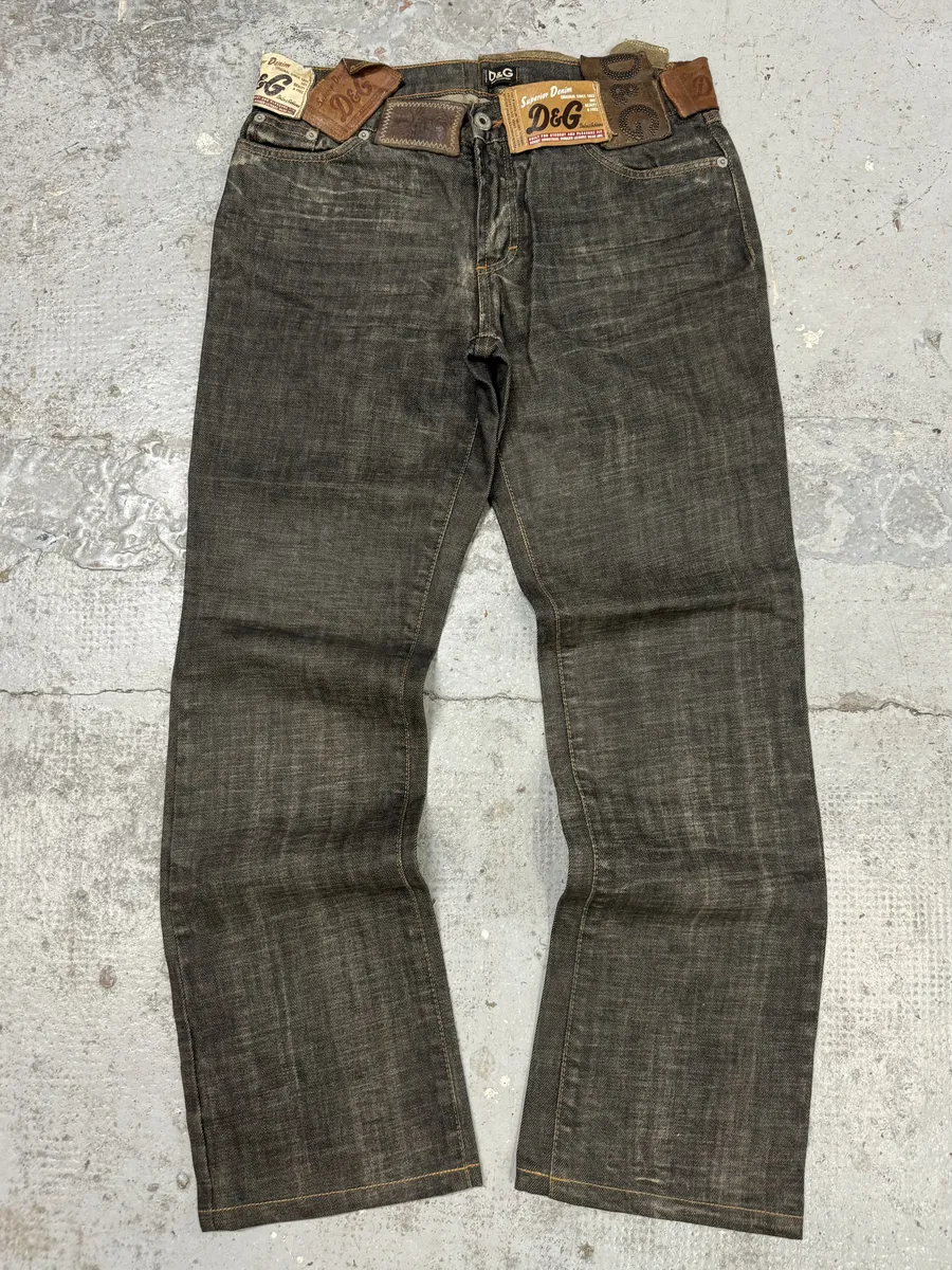 AW2003 Dolce & Gabbana 10 Tags Raw Grey Denim Jeans