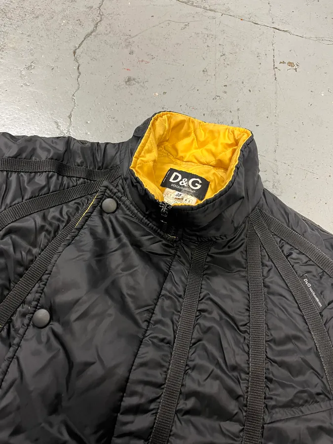 AW2003 Dolce & Gabbana Astro Black & Yellow Puffer Jacket - Image 6