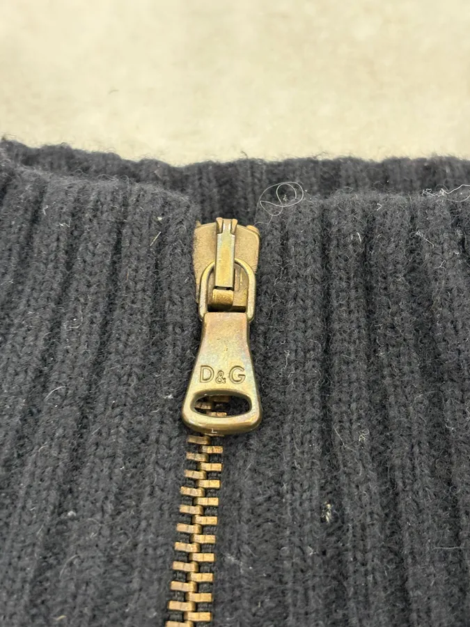 AW2003 Dolce & Gabbana Asymmetrical Navy Zip-up Sweater - Image 9