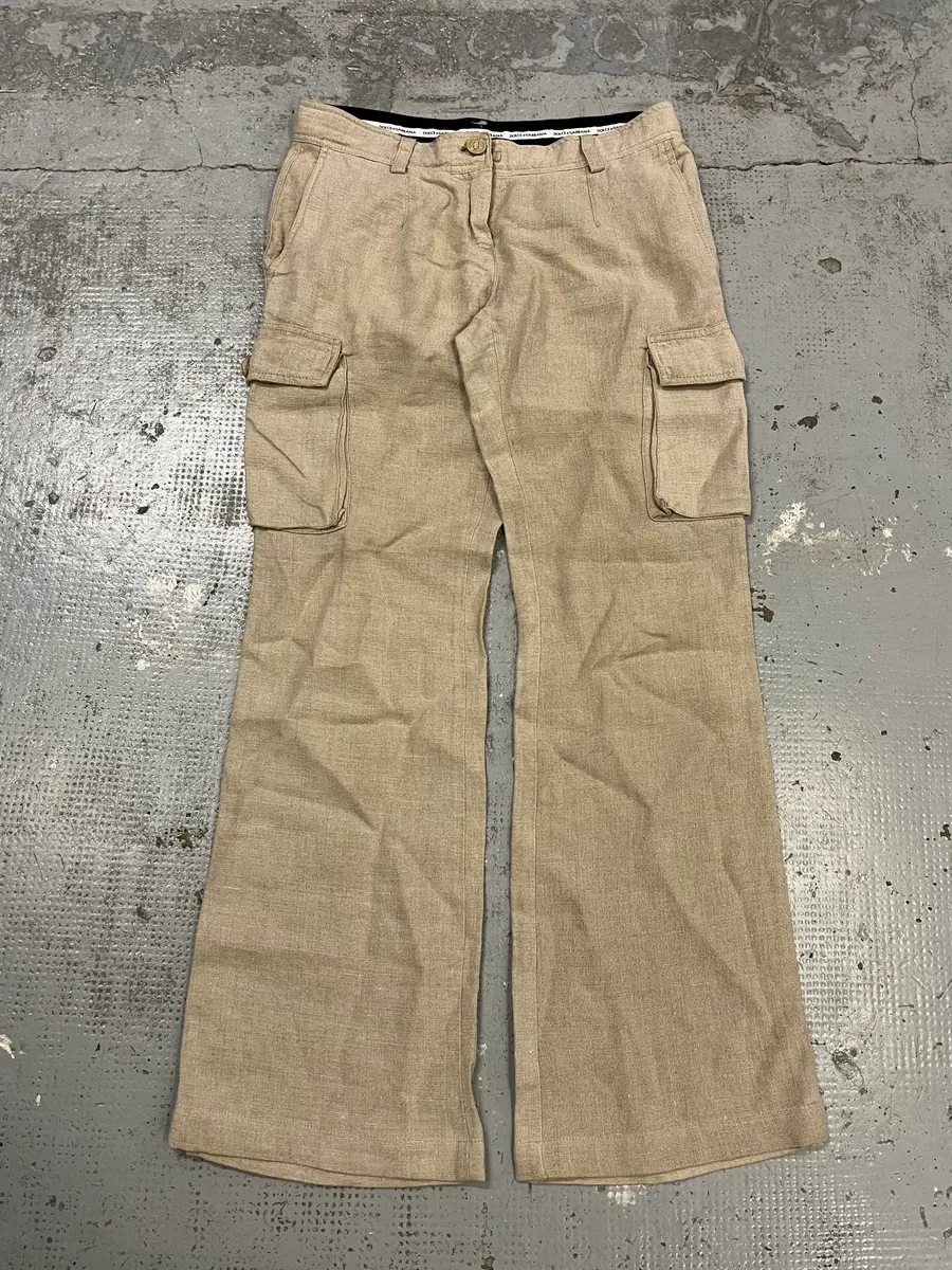 AW2003 Dolce & Gabbana Beige Linen Cargo Pants - Image 5