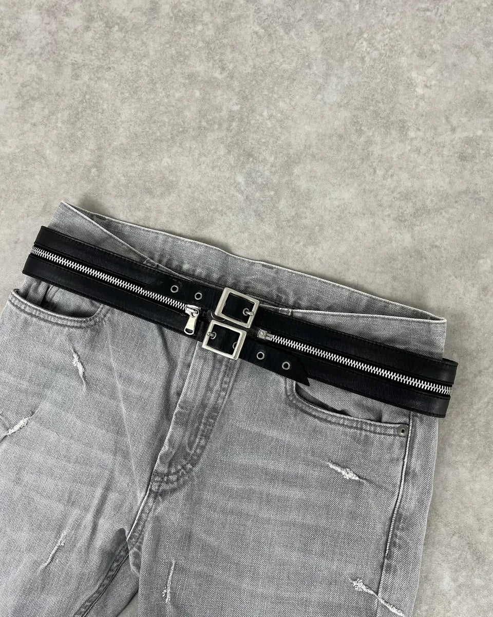 AW2003 Dolce & Gabbana Black Detachable Zip Leather Belt