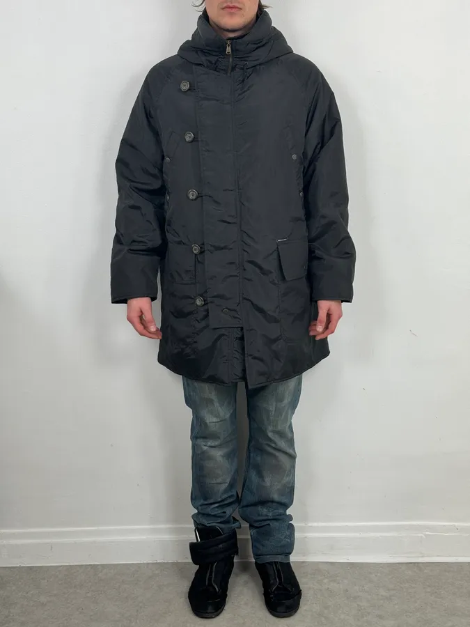 AW2003 Dolce & Gabbana Black Hooded Long Aviator Parka Jacket - Image 2