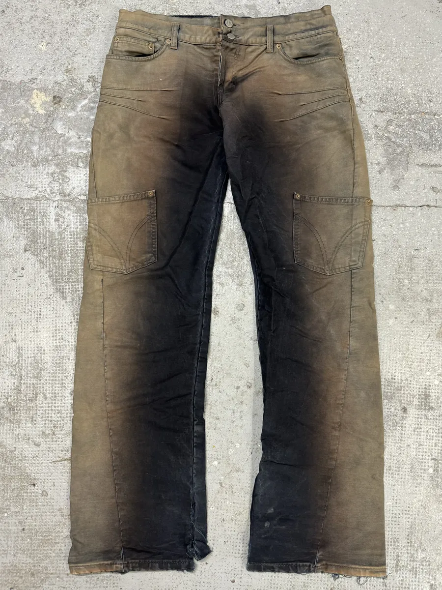 AW2003 Dolce & Gabbana Bleached Multi Pockets Beige/Dark Pants - Image 6