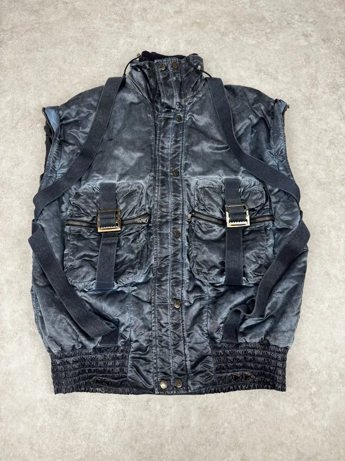 AW2003 Dolce & Gabbana Blue Aviator Bondage Jacket - Image 2