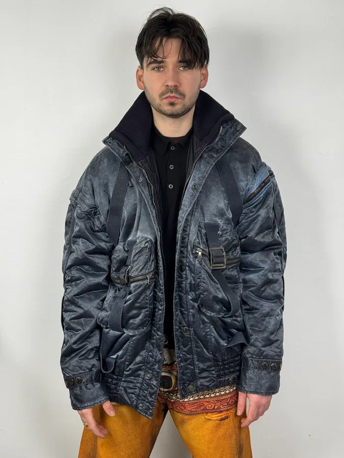 AW2003 Dolce & Gabbana Blue Aviator Bondage Jacket - Image 3