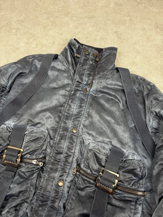 AW2003 Dolce & Gabbana Blue Aviator Bondage Jacket - Image 7