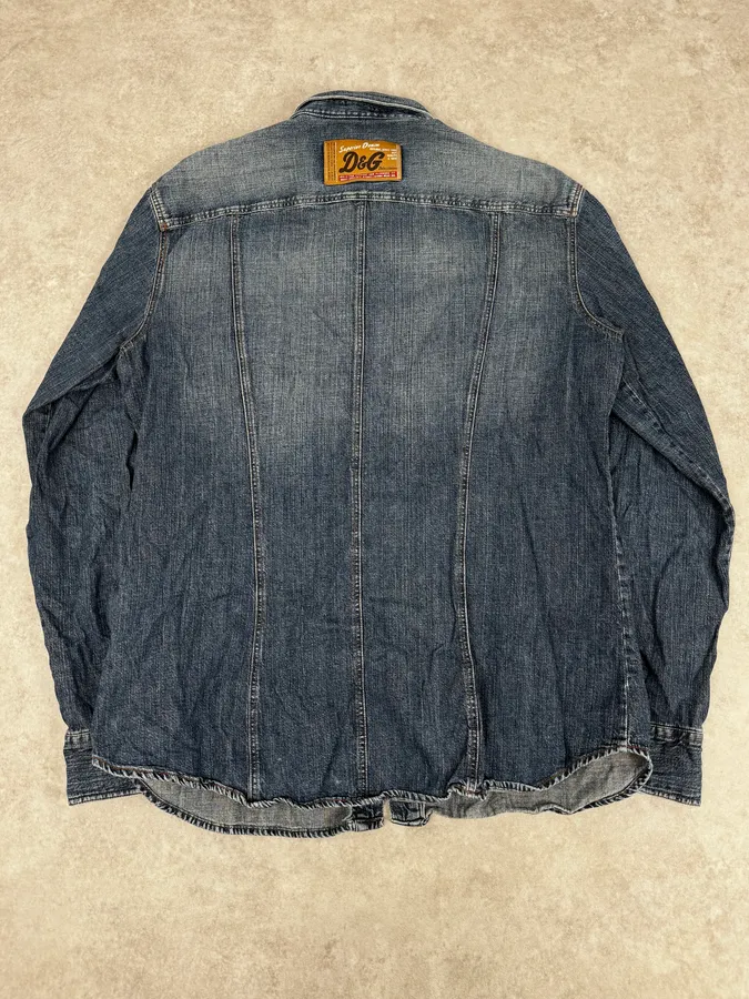 AW2003 Dolce & Gabbana Blue Cargo Denim Shirt - Image 4