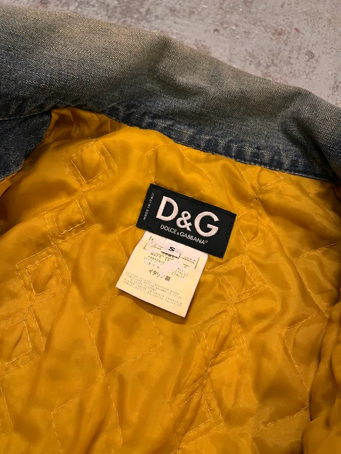 AW2003 Dolce & Gabbana Blue Faded Denim Camo Sleeves Jacket - Image 9