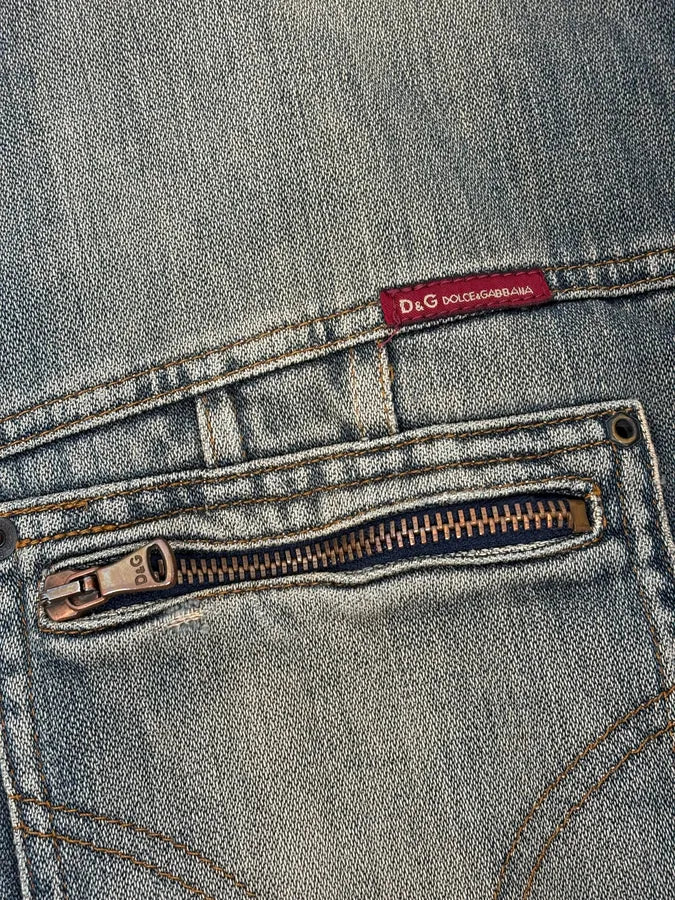 AW2003 Dolce & Gabbana Blue Faded Denim Jacket - Image 9