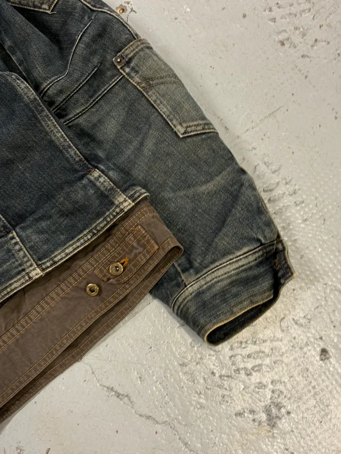 AW2003 Dolce & Gabbana Blue Layered Faded Denim Cargo Jacket - Image 10