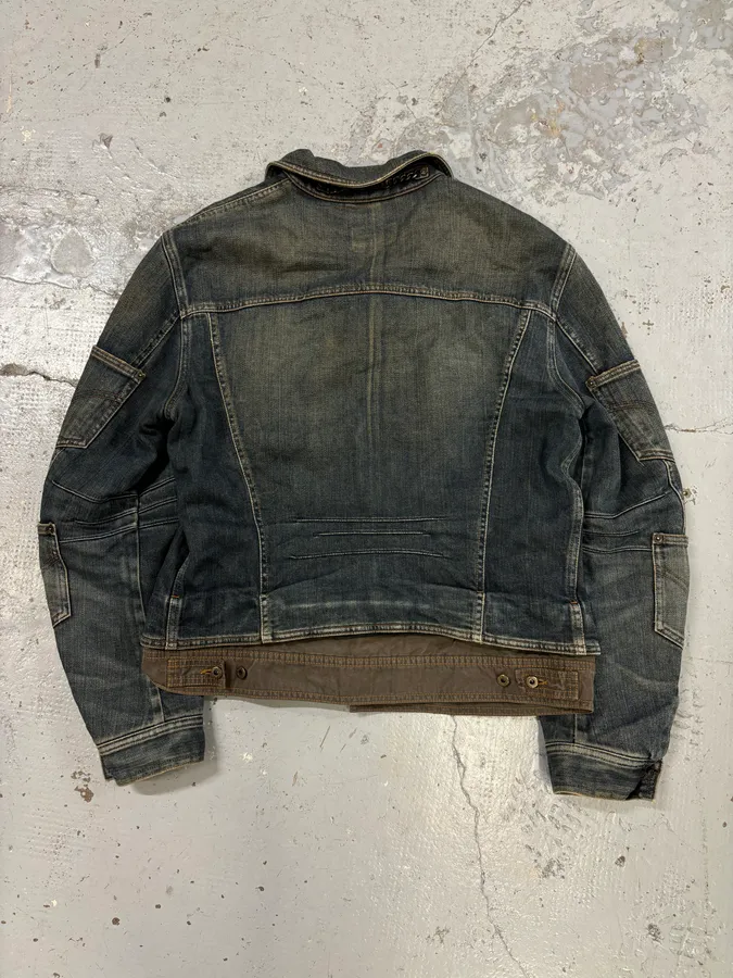 AW2003 Dolce & Gabbana Blue Layered Faded Denim Cargo Jacket - Image 6