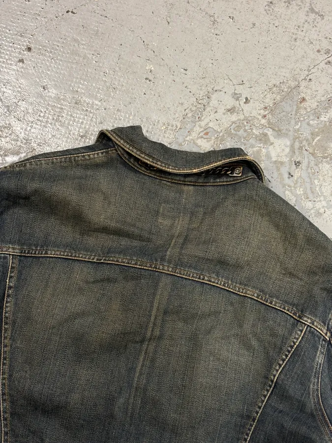 AW2003 Dolce & Gabbana Blue Layered Faded Denim Cargo Jacket - Image 7