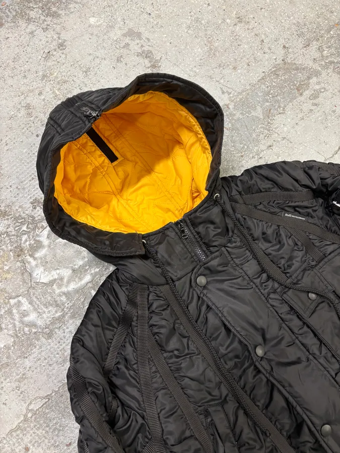 AW2003 Dolce & Gabbana Bondage Cargo Black Hooded Jacket - Image 5