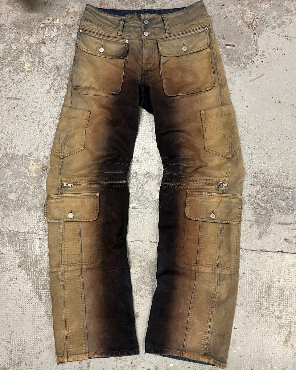 AW2003 Dolce & Gabbana Bronze Gradient Double Waist Cargo Pants - Image 2