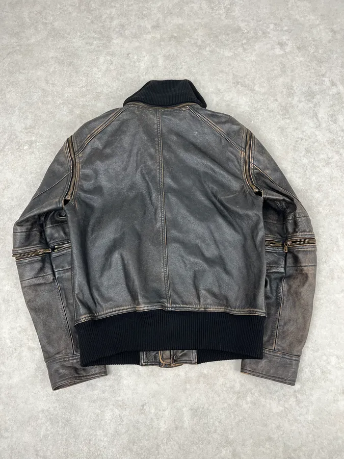 AW2003 Dolce & Gabbana Brown Faded Zip Bomber Cargo Pocket Jacket - Image 6