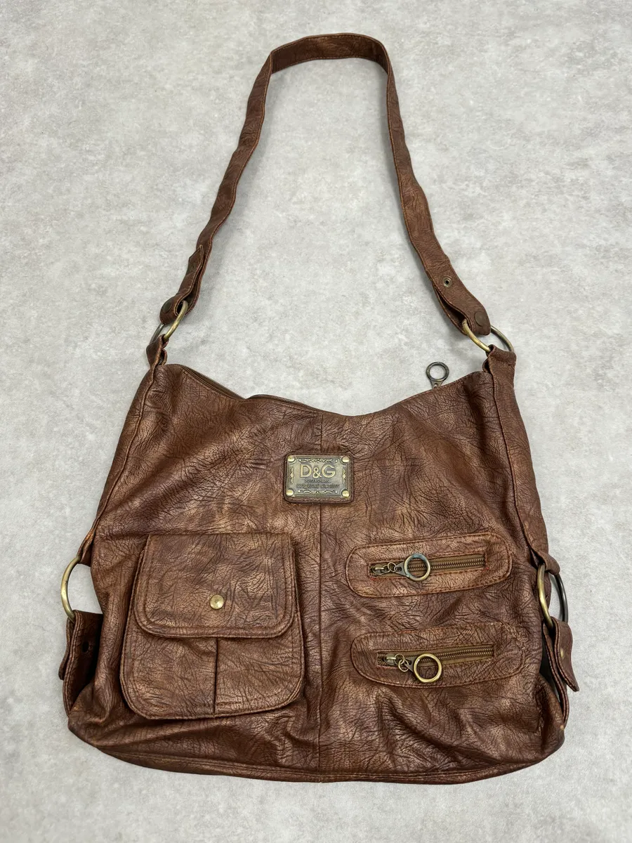 AW2003 Dolce & Gabbana Brown Leather Shoulder Bag