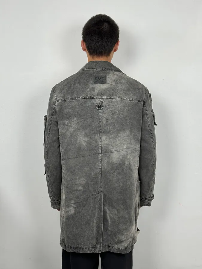 AW2003 Dolce & Gabbana Cargo Utility Pockets Faded Grey Jacket - Image 3