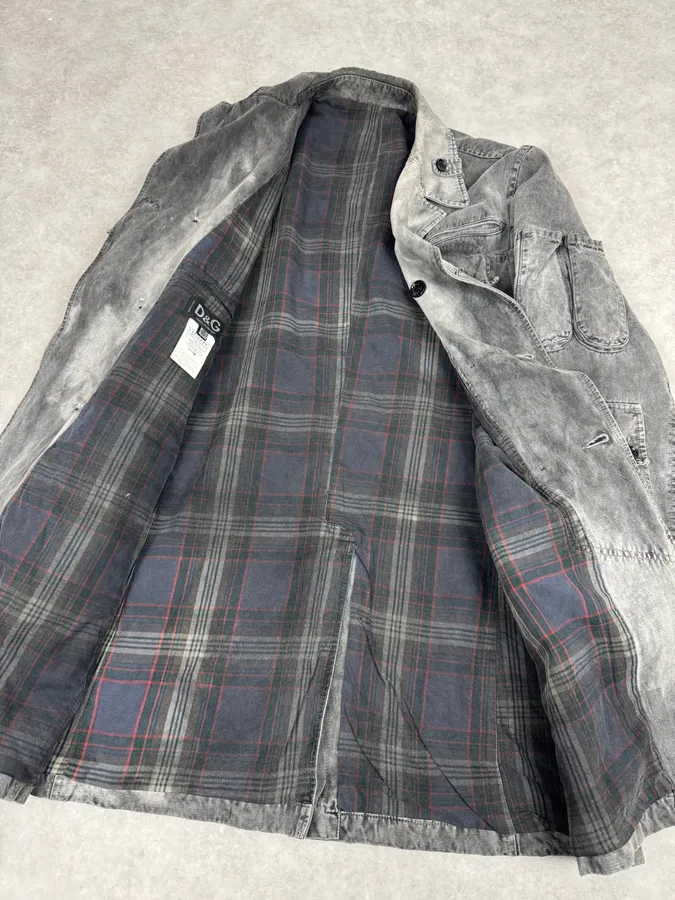 AW2003 Dolce & Gabbana Cargo Utility Pockets Faded Grey Jacket - Image 8