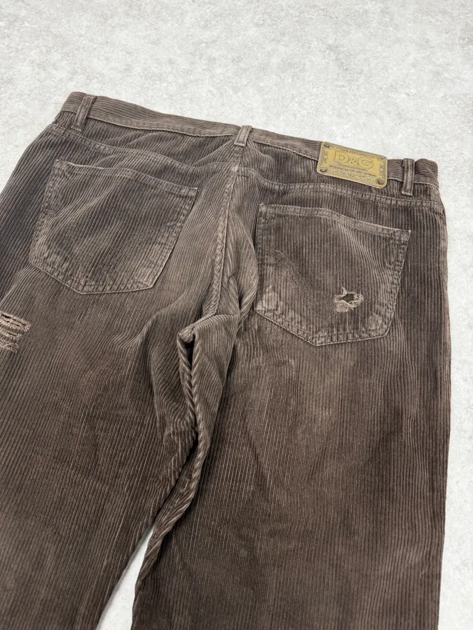 AW2003 Dolce & Gabbana Cozy Large Brown Velvet Pants - Image 7