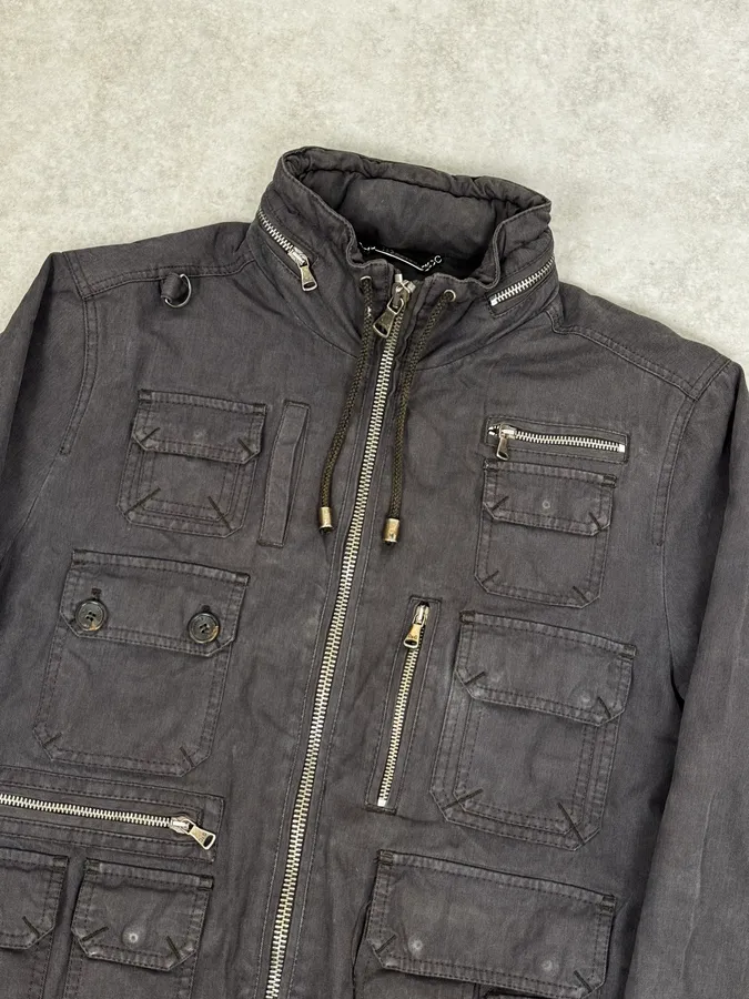 AW2003 Dolce & Gabbana Dark Grey Multi-Pocket Utility Jacket - Image 5