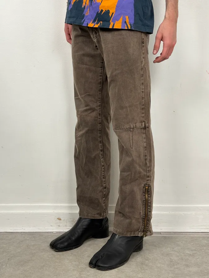 AW2003 Dolce & Gabbana Detachable Waist Brown Denim Zip-Leg Jeans - Image 2