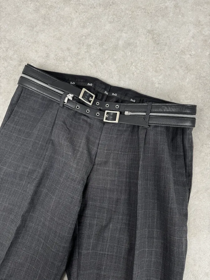 AW2003 Dolce & Gabbana Detachable Zip Black Leather Belt